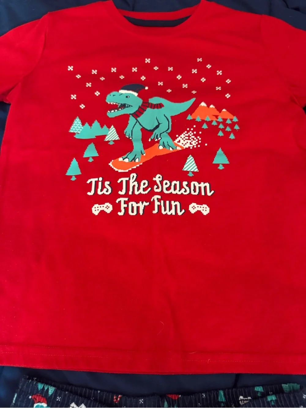Cat & Jack Kids Red Dinosaur Holiday Pajama Set